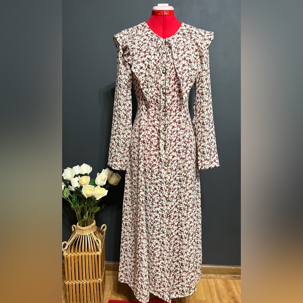 Vintage First Fouse Floral Prairie Dress w/ Pearl Buttons Sz 3/4 Cottagecore